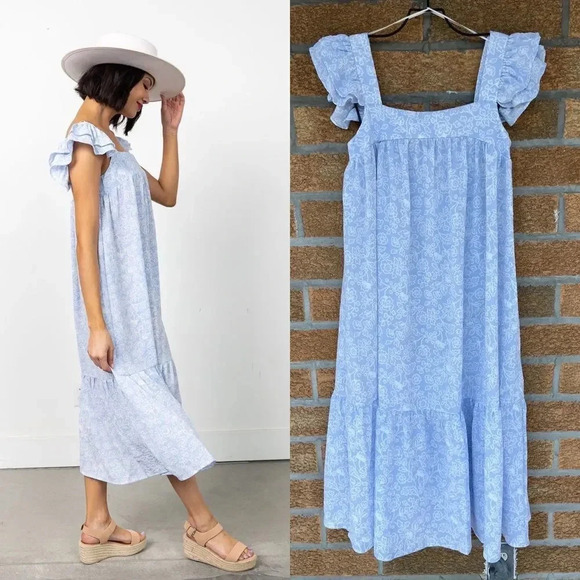 By the river KAYLEE FLUTTER SLEEVE dress small - Picture 2 of 16